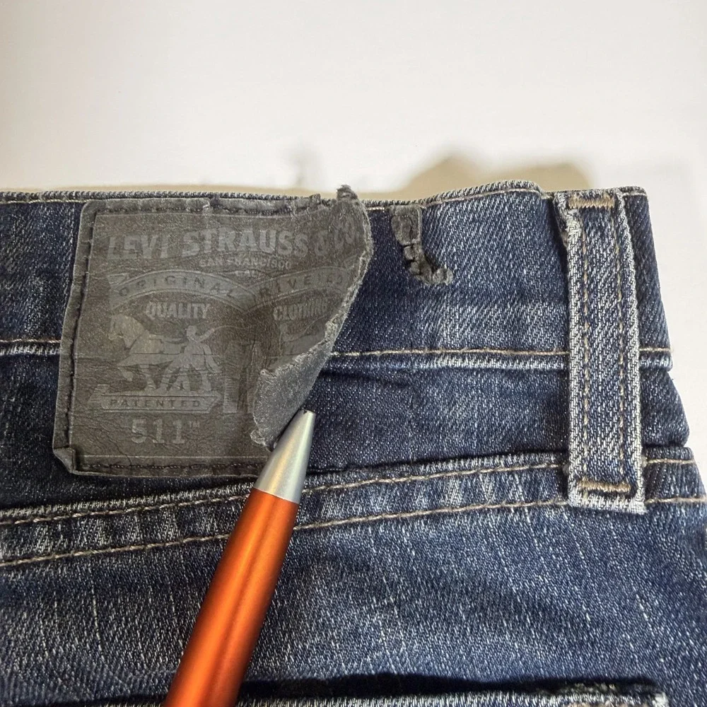 Levi's 511 Jeans Mens 36x36 Blue Denim Whiskered Red Tab Low Waist Y2K Americana